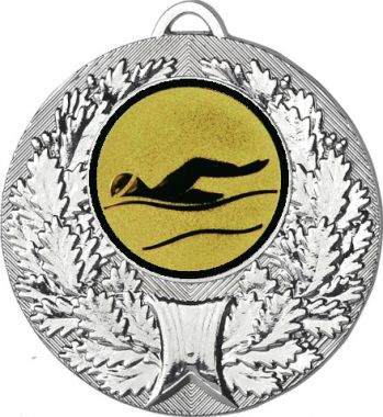 Медаль №55-192 (Плавание, диаметр 50 мм (Медаль цвет серебро плюс жетон для вклейки) Место для вставок: обратная сторона диаметр 45 мм)
