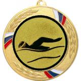 Медаль №55-1285 (Плавание, диаметр 70 мм (Медаль цвет золото плюс жетон для вклейки) Место для вставок: обратная сторона диаметр 60 мм)