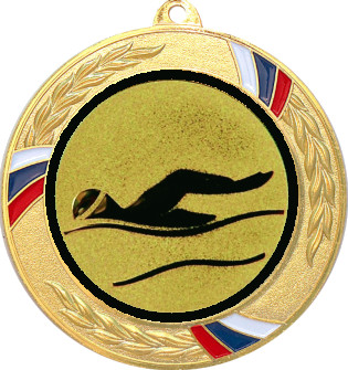Медаль №55-1285 (Плавание, диаметр 70 мм (Медаль цвет золото плюс жетон для вклейки) Место для вставок: обратная сторона диаметр 60 мм)