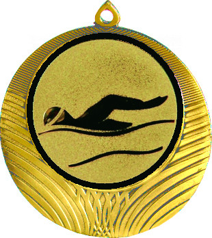 Медаль №55-8 (Плавание, диаметр 70 мм (Медаль цвет золото плюс жетон для вклейки) Место для вставок: обратная сторона диаметр 64 мм)