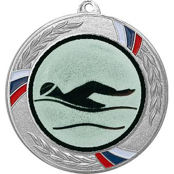 Медаль №55-1285 (Плавание, диаметр 70 мм (Медаль цвет серебро плюс жетон для вклейки) Место для вставок: обратная сторона диаметр 60 мм)