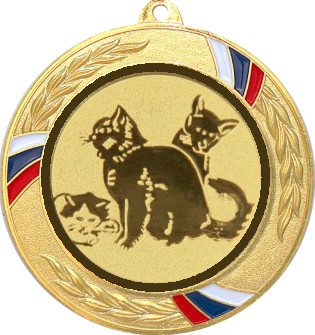 Медаль №559-1285 (Кошки, диаметр 70 мм (Медаль цвет золото плюс жетон для вклейки) Место для вставок: обратная сторона диаметр 60 мм)