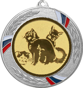 Медаль №559-1285 (Кошки, диаметр 70 мм (Медаль цвет серебро плюс жетон для вклейки) Место для вставок: обратная сторона диаметр 60 мм)
