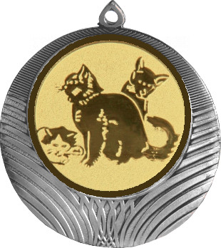 Медаль №559-1302 (Кошки, диаметр 56 мм (Медаль цвет серебро плюс жетон для вклейки) Место для вставок: обратная сторона диаметр 50 мм)