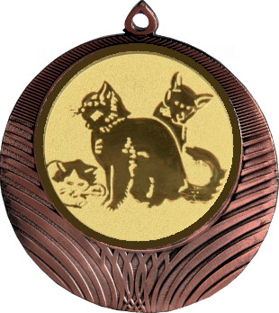 Медаль №559-8 (Кошки, диаметр 70 мм (Медаль цвет бронза плюс жетон для вклейки) Место для вставок: обратная сторона диаметр 64 мм)