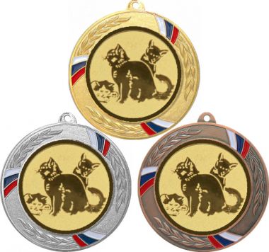 Комплект медалей №559-1285 (Кошки, диаметр 70 мм (Три медали плюс три жетона для вклейки) Место для вставок: обратная сторона диаметр 60 мм)