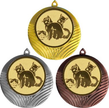 Комплект медалей №559-1302 (Кошки, диаметр 56 мм (Три медали плюс три жетона для вклейки) Место для вставок: обратная сторона диаметр 50 мм)