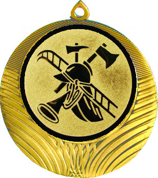 Медаль №56-1302 (Пожарный, диаметр 56 мм (Медаль цвет золото плюс жетон для вклейки) Место для вставок: обратная сторона диаметр 50 мм)