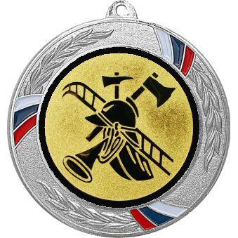 Медаль №56-1285 (Пожарный спорт, диаметр 70 мм (Медаль цвет серебро плюс жетон для вклейки) Место для вставок: обратная сторона диаметр 60 мм)