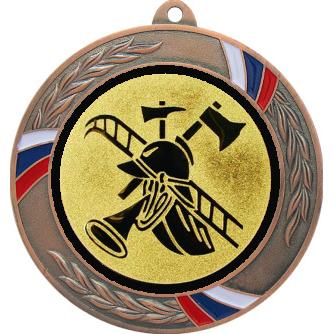 Медаль №56-1285 (Пожарный, диаметр 70 мм (Медаль цвет бронза плюс жетон для вклейки) Место для вставок: обратная сторона диаметр 60 мм)