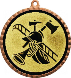 Медаль №56-8 (Пожарный, диаметр 70 мм (Медаль цвет бронза плюс жетон для вклейки) Место для вставок: обратная сторона диаметр 64 мм)