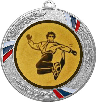 Медаль №560-1285 (Сноуборд, диаметр 70 мм (Медаль цвет серебро плюс жетон для вклейки) Место для вставок: обратная сторона диаметр 60 мм)