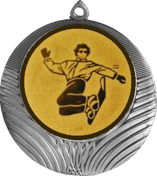 Медаль №560-8 (Сноуборд, диаметр 70 мм (Медаль цвет серебро плюс жетон для вклейки) Место для вставок: обратная сторона диаметр 64 мм)