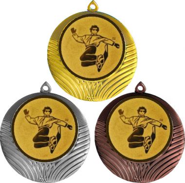 Комплект медалей №560-8 (Сноуборд, диаметр 70 мм (Три медали плюс три жетона для вклейки) Место для вставок: обратная сторона диаметр 64 мм)