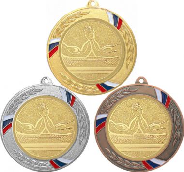 Комплект медалей №561-1285 (Армрестлинг, диаметр 70 мм (Три медали плюс три жетона для вклейки) Место для вставок: обратная сторона диаметр 60 мм)