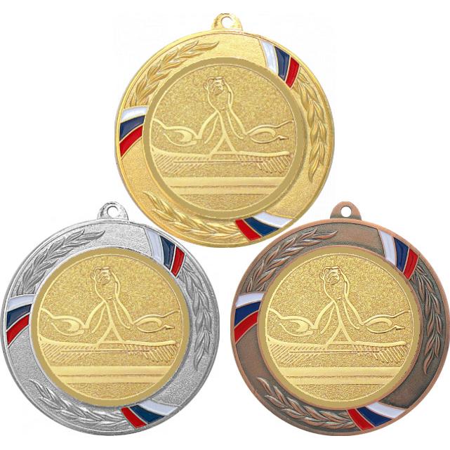 Комплект медалей №561-1285 (Армрестлинг, диаметр 70 мм (Три медали плюс три жетона для вклейки) Место для вставок: обратная сторона диаметр 60 мм)