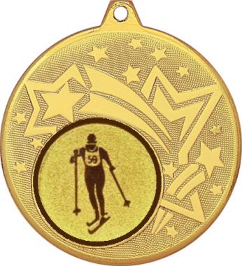 Медаль №562-27 (Лыжный спорт, диаметр 45 мм (Медаль цвет золото плюс жетон для вклейки) Место для вставок: обратная сторона диаметр 39 мм)
