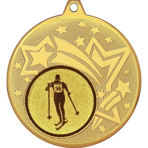 Медаль №562-1274 (Беговые лыжи, диаметр 45 мм (Медаль цвет золото плюс жетон для вклейки) Место для вставок: обратная сторона диаметр 40 мм)