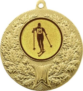 Медаль №562-192 (Лыжный спорт, диаметр 50 мм (Медаль цвет золото плюс жетон для вклейки) Место для вставок: обратная сторона диаметр 45 мм)