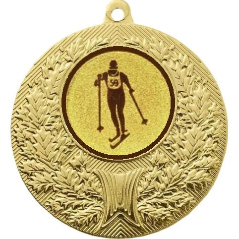 Медаль №562-192 (Беговые лыжи, диаметр 50 мм (Медаль цвет золото плюс жетон для вклейки) Место для вставок: обратная сторона диаметр 45 мм)