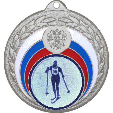 Медаль №562-196 (Беговые лыжи, диаметр 50 мм (Медаль цвет серебро плюс жетон для вклейки) Место для вставок: обратная сторона диаметр 45 мм)