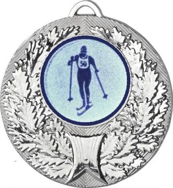 Медаль №562-192 (Лыжный спорт, диаметр 50 мм (Медаль цвет серебро плюс жетон для вклейки) Место для вставок: обратная сторона диаметр 45 мм)