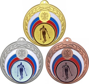 Комплект медалей №562-196 (Лыжный спорт, диаметр 50 мм (Три медали плюс три жетона для вклейки) Место для вставок: обратная сторона диаметр 45 мм)