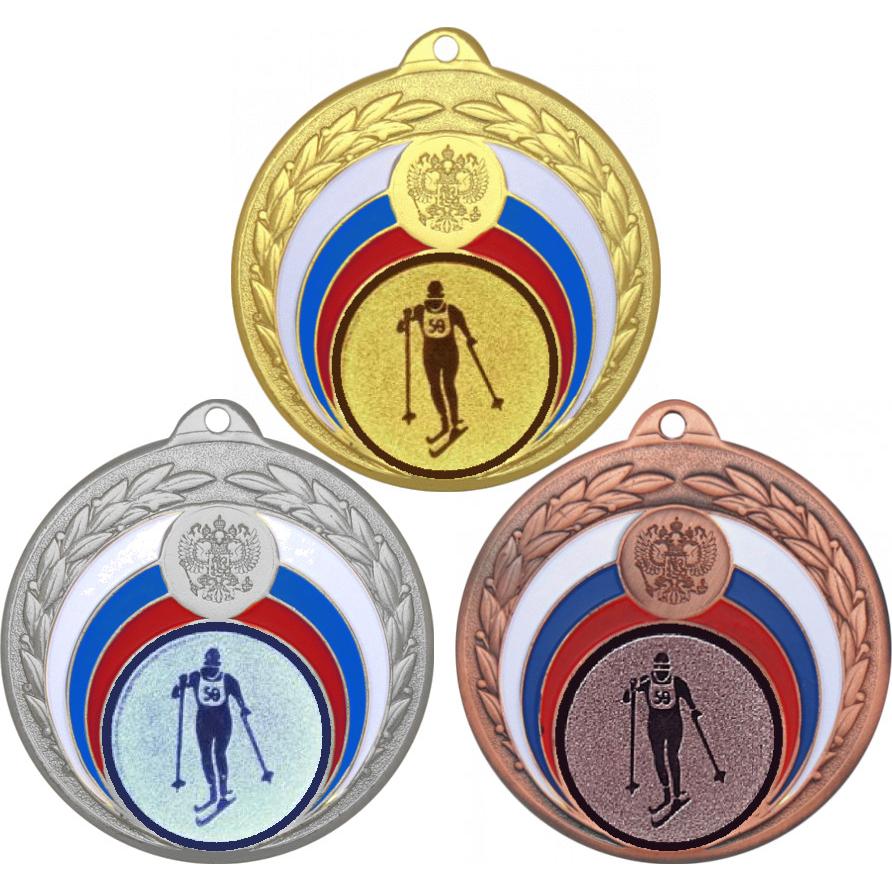 Комплект медалей №562-196 (Беговые лыжи, диаметр 50 мм (Три медали плюс три жетона для вклейки) Место для вставок: обратная сторона диаметр 45 мм)