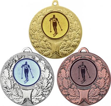 Комплект медалей №562-192 (Лыжный спорт, диаметр 50 мм (Три медали плюс три жетона для вклейки) Место для вставок: обратная сторона диаметр 45 мм)