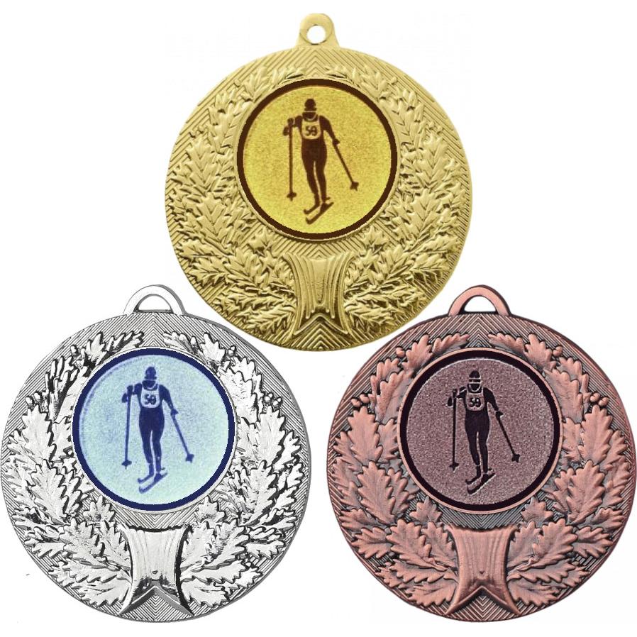 Комплект медалей №562-192 (Беговые лыжи, диаметр 50 мм (Три медали плюс три жетона для вклейки) Место для вставок: обратная сторона диаметр 45 мм)