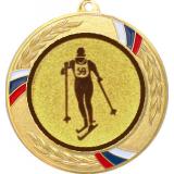 Медаль №562-1285 (Лыжный спорт, диаметр 70 мм (Медаль цвет золото плюс жетон для вклейки) Место для вставок: обратная сторона диаметр 60 мм)