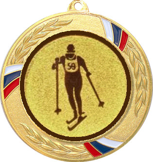 Медаль №562-1285 (Лыжный спорт, диаметр 70 мм (Медаль цвет золото плюс жетон для вклейки) Место для вставок: обратная сторона диаметр 60 мм)