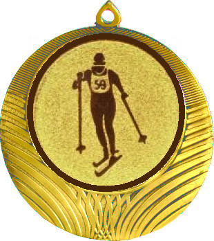 Медаль №562-1302 (Лыжный спорт, диаметр 56 мм (Медаль цвет золото плюс жетон для вклейки) Место для вставок: обратная сторона диаметр 50 мм)