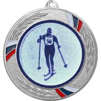 Медаль №562-1285 (Беговые лыжи, диаметр 70 мм (Медаль цвет серебро плюс жетон для вклейки) Место для вставок: обратная сторона диаметр 60 мм)