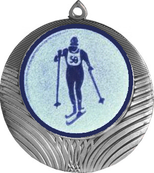 Медаль №562-1302 (Лыжный спорт, диаметр 56 мм (Медаль цвет серебро плюс жетон для вклейки) Место для вставок: обратная сторона диаметр 50 мм)