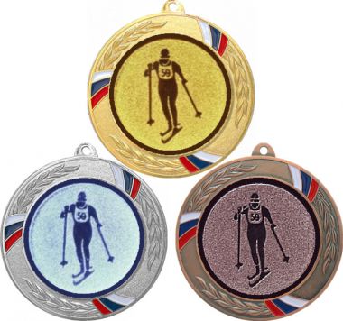 Комплект медалей №562-1285 (Лыжный спорт, диаметр 70 мм (Три медали плюс три жетона для вклейки) Место для вставок: обратная сторона диаметр 60 мм)
