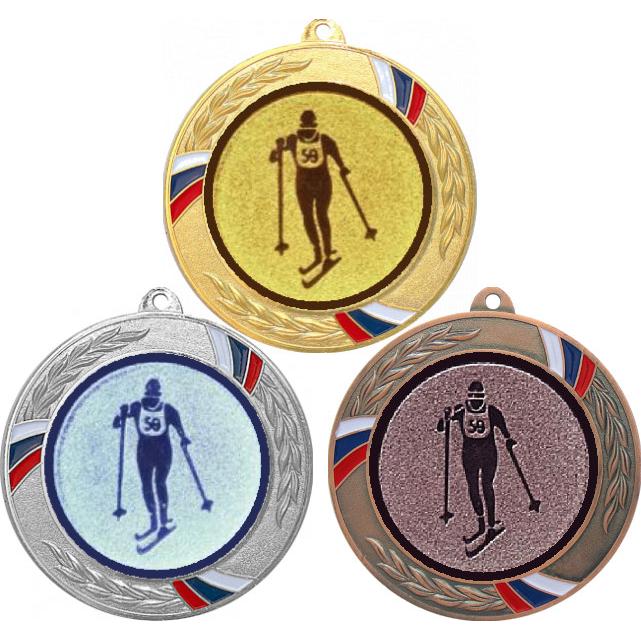 Комплект медалей №562-1285 (Беговые лыжи, диаметр 70 мм (Три медали плюс три жетона для вклейки) Место для вставок: обратная сторона диаметр 60 мм)