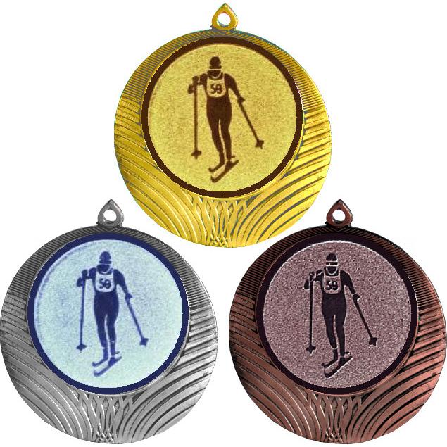 Комплект медалей №562-8 (Лыжный спорт, диаметр 70 мм (Три медали плюс три жетона для вклейки) Место для вставок: обратная сторона диаметр 64 мм)