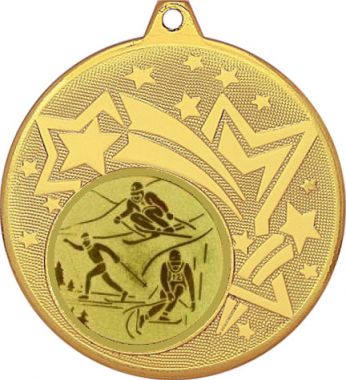 Медаль №563-27 (Лыжный спорт, диаметр 45 мм (Медаль цвет золото плюс жетон для вклейки) Место для вставок: обратная сторона диаметр 39 мм)