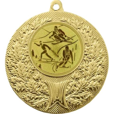 Медаль №563-192 (Горные лыжи, диаметр 50 мм (Медаль цвет золото плюс жетон для вклейки) Место для вставок: обратная сторона диаметр 45 мм)