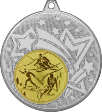 Медаль №563-27 (Лыжный спорт, диаметр 45 мм (Медаль цвет серебро плюс жетон для вклейки) Место для вставок: обратная сторона диаметр 39 мм)