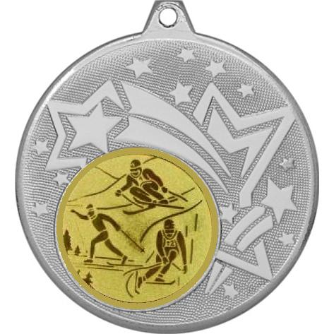 Медаль №563-1274 (Горные лыжи, диаметр 45 мм (Медаль цвет серебро плюс жетон для вклейки) Место для вставок: обратная сторона диаметр 40 мм)