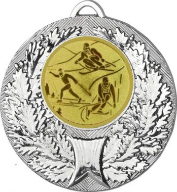 Медаль №563-192 (Лыжный спорт, диаметр 50 мм (Медаль цвет серебро плюс жетон для вклейки) Место для вставок: обратная сторона диаметр 45 мм)