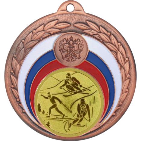 Медаль №563-196 (Горные лыжи, диаметр 50 мм (Медаль цвет бронза плюс жетон для вклейки) Место для вставок: обратная сторона диаметр 45 мм)