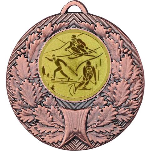 Медаль №563-192 (Горные лыжи, диаметр 50 мм (Медаль цвет бронза плюс жетон для вклейки) Место для вставок: обратная сторона диаметр 45 мм)