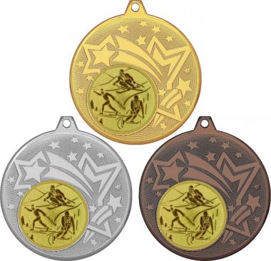 Комплект медалей №563-27 (Лыжный спорт, диаметр 45 мм (Три медали плюс три жетона для вклейки) Место для вставок: обратная сторона диаметр 39 мм)
