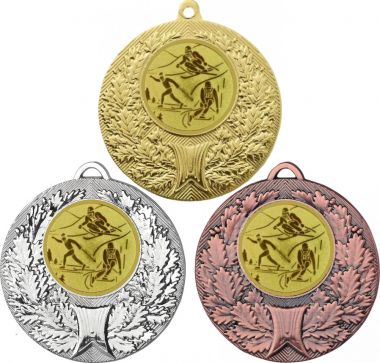Комплект медалей №563-192 (Лыжный спорт, диаметр 50 мм (Три медали плюс три жетона для вклейки) Место для вставок: обратная сторона диаметр 45 мм)