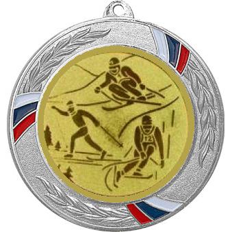 Медаль №563-1285 (Лыжный спорт, диаметр 70 мм (Медаль цвет серебро плюс жетон для вклейки) Место для вставок: обратная сторона диаметр 60 мм)