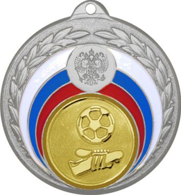 Медаль №564-196 (Футбол, диаметр 50 мм (Медаль цвет серебро плюс жетон для вклейки) Место для вставок: обратная сторона диаметр 45 мм)