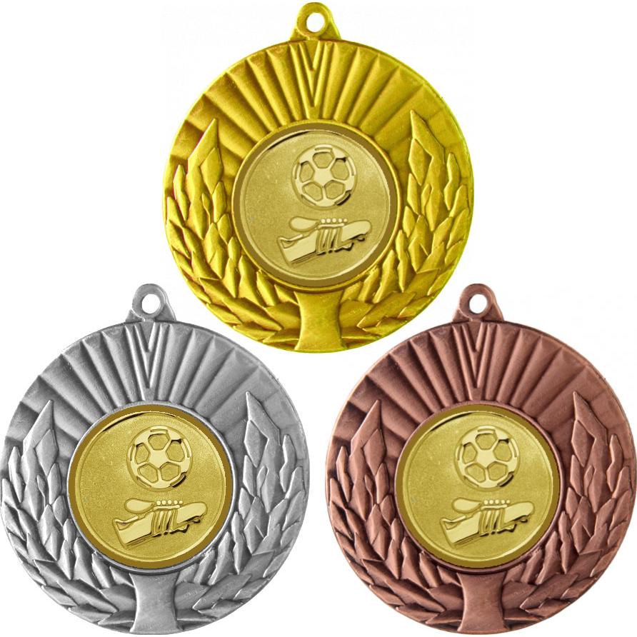 Комплект медалей №564-192 (Футбол, диаметр 50 мм (Три медали плюс три жетона для вклейки) Место для вставок: обратная сторона диаметр 45 мм)